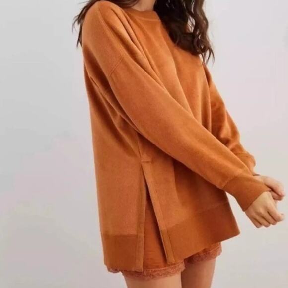 [Aerie] Coziest Oversized Desert Crew Neck Sweatshirt Burnt Orange Size XS - Picture 1 of 12